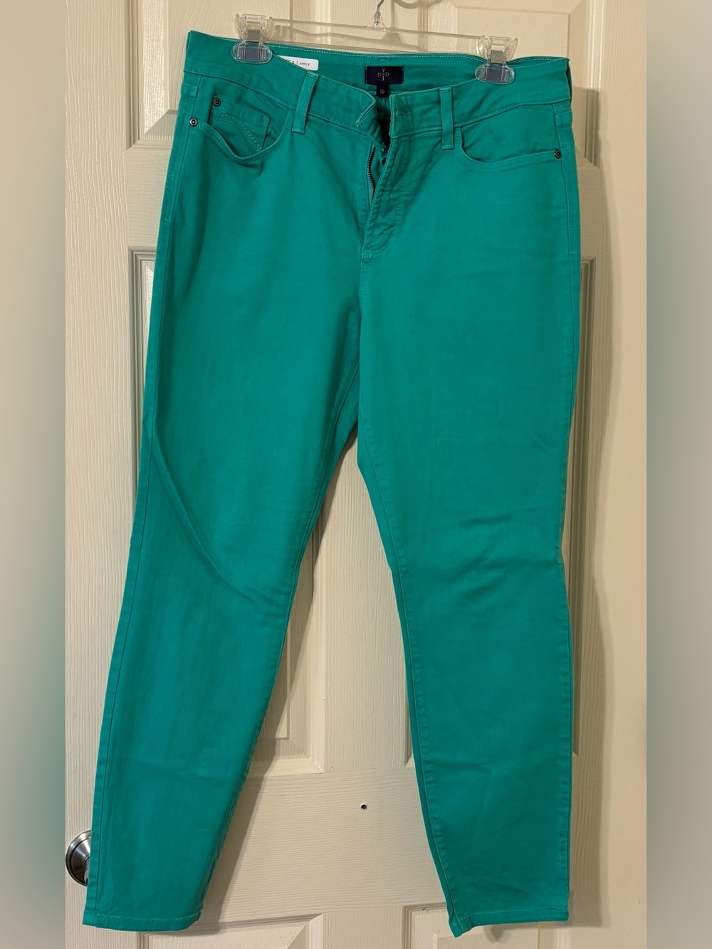 NYDJ Teal Slim Straight Ankle Jeans